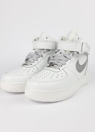 Nike air force 1 високі білі з сірим7 фото