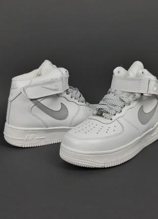 Nike air force 1 високі білі з сірим4 фото