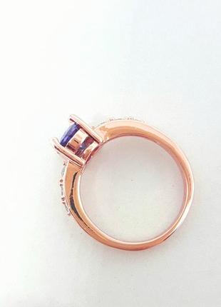 Кольцо с фиолетовым камнем позолота, колечко р. 183 фото
