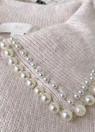 Сукня светр з комірцем та перлинами4 фото