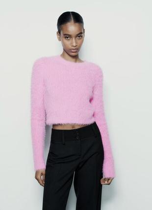 Плюшевый новый розовый свитер zara1 фото