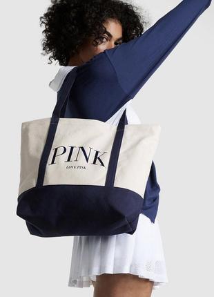 Якісна стильна сумка шопер victoria’s secret pink спортивна пляжна3 фото