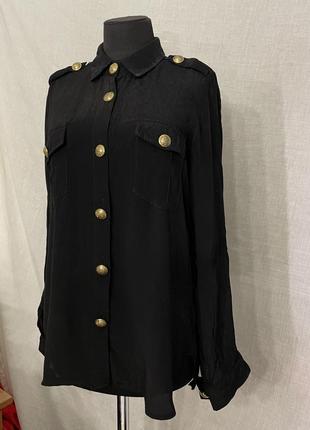Select блуза під шовк чорна з золотими ґудзиками2 фото