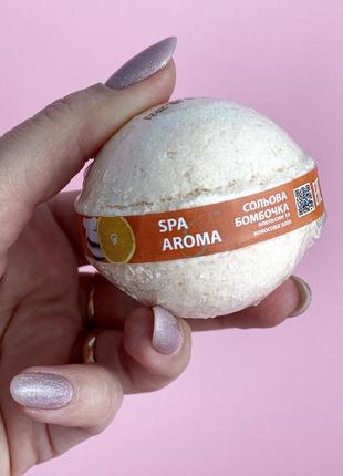 Сольова бомбочка для ванн "апельсин і кокосове масло" bioton cosmetics spa & aroma bath bomb