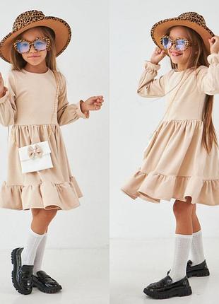 Нарядное платье на девочку 3-8 лет 98-128 см замш2 фото