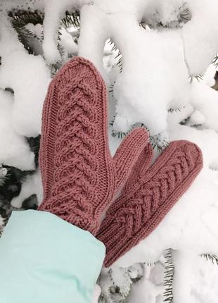 Варежки рукавиці вязані.1 фото