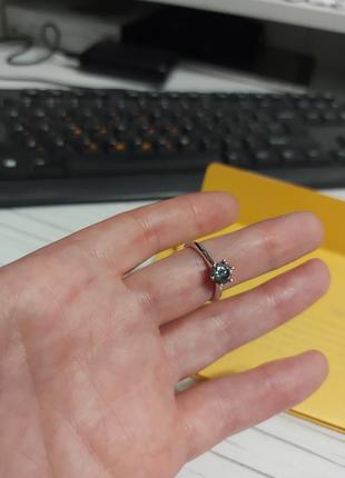 Серебряное кольцо с серым мауссанитом,регулируемый размер5 фото