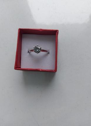 Серебряное кольцо с серым мауссанитом,регулируемый размер2 фото