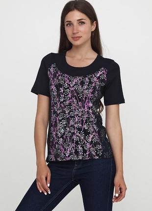 Signature темно-синя футболка з абстрактним візерунком данія