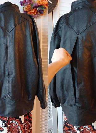 Куртка бомбер оверсайз черная натуральная кожа винтажная kane-m9 фото