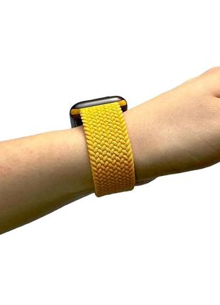 Ремешок для смарт-часов apple watch плетенный нейлоновый yellow 38mm / 40mm / 41mm размер s (135 mm)5 фото