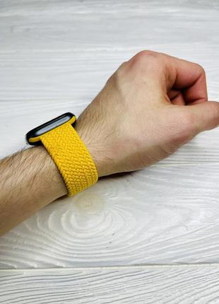 Ремешок для смарт-часов apple watch плетенный нейлоновый yellow 38mm / 40mm / 41mm размер s (135 mm)3 фото