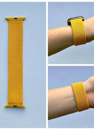 Ремешок для смарт-часов apple watch плетенный нейлоновый yellow 38mm / 40mm / 41mm размер s (135 mm)2 фото