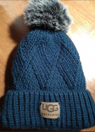 Шапка зимняя,синяя ugg2 фото