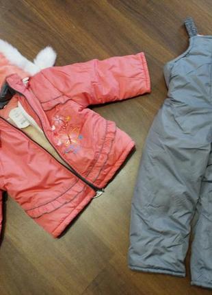 Зима, комбинезон раздельный, для девочки куртка,набор.шерсть3 фото