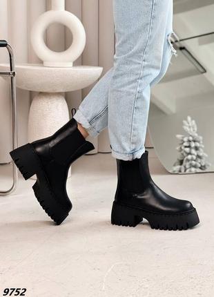 Распродажа черные зимние очень крутые ботинки - челси люкс качества8 фото