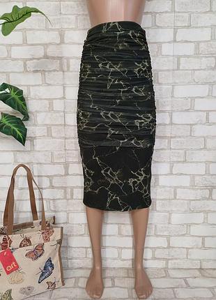 Фірмова zara стильна спідниця міді олівець у сіточку в орнамент, розмір хс-с