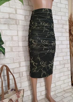 Фирменная zara стильная юбка миди карандаш в сеточку в орнамент, размер хс-с3 фото