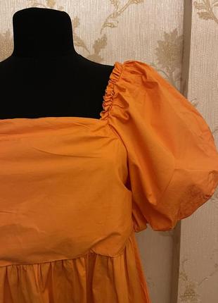 Платье платье из 100% хлопка яркого оранжевого цвета4 фото