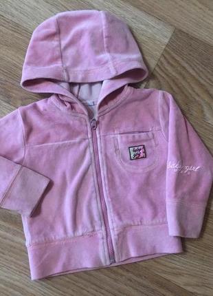 Детская бархатная кофта толстовка на девочку 12 месяцев 1 год