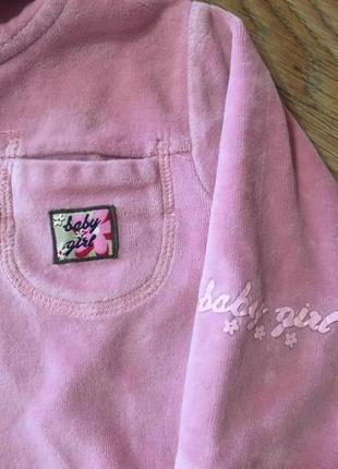 Детская бархатная кофта толстовка на девочку 12 месяцев 1 год