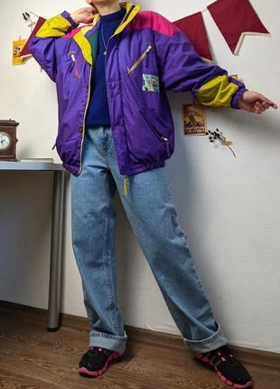 Куртка ретро винтажная бомбер объемная s m l хлопок цветная короткая фиолетовый2 фото
