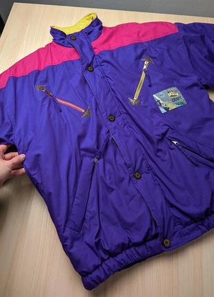Куртка ретро винтажная бомбер объемная s m l хлопок цветная короткая фиолетовый4 фото