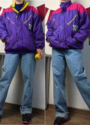 Куртка ретро винтажная бомбер объемная s m l хлопок цветная короткая фиолетовый9 фото