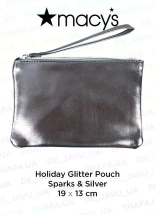 Косметичка клатч macy's holiday glitter pouch сумка с блестками для косметики с ручкой2 фото
