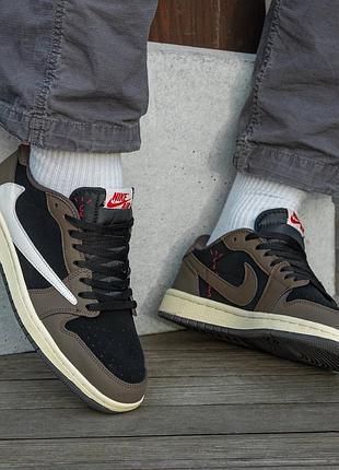 Чоловічі кросівки air christmas retro 1 low x travis scott на зиму якісного матеріалу, стильні та зручні кросівки на кожен день