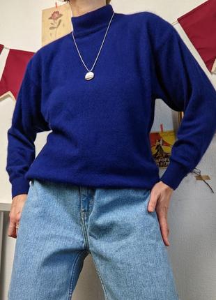 Кофта свитер синяя горло ангора шерсть