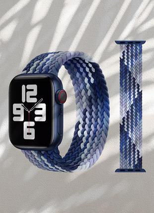 Ремешок для смарт-часов apple watch плетенный нейлоновый blue - white 38mm / 40mm / 41mm размер s (135 mm)