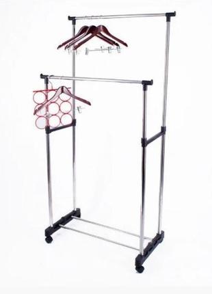 Универсальная прочная двойная напольная передвижная стойка для одежды double-pole.лучшая ammunation4 фото