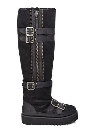Женские угги ботфорты на платформе ugg moto punk otk black