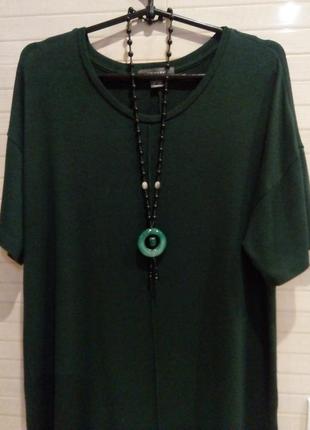 Пуловер женский с коротким рукавом темно-зеленый из вискозы бренда primark