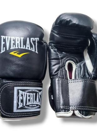 Боксерські рукавички everlast 12 oz шкіра чорні