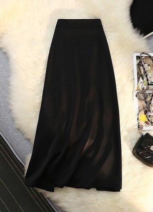 Тондовая атласная юбка базовая2 фото