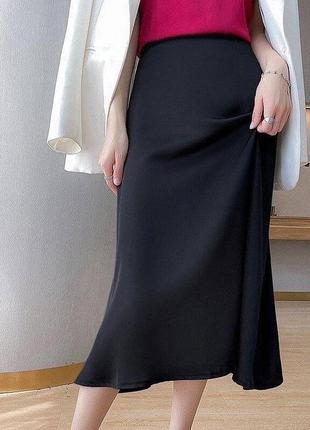 Тондовая атласная юбка базовая4 фото