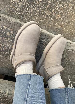 Угги ugg classic ultra mini light grey6 фото