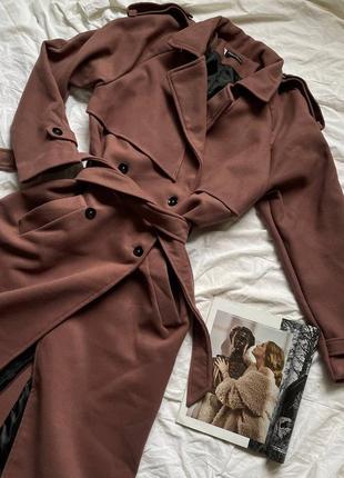 Теплое пальто кашемировое + подкладка,цвет шоколад, светлый беж, графит7 фото