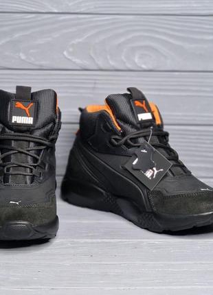 Мужские кожаные черные зимние спортивные кроссовки / ботинки на меху!!!3 фото