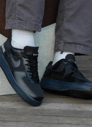 Чоловічі кросівки nike air force gore-tex black\blue  на зиму якісного матеріалу, стильні та зручні кросівки на кожен день