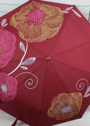 Жіноча красива та якісна  парасоля механізм напівавтомат ☂️ бордо