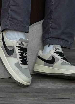 Чоловічі кросівки nike air force gore-tex beige\grey на зиму якісного матеріалу, стильні та зручні кросівки на кожен день