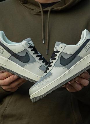 Чоловічі кросівки nike air force gore-tex beige\grey на зиму якісного матеріалу, стильні та зручні кросівки на кожен день7 фото