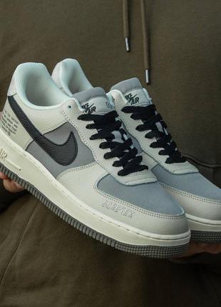 Чоловічі кросівки nike air force gore-tex beige\grey на зиму якісного матеріалу, стильні та зручні кросівки на кожен день6 фото