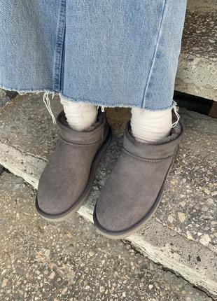 Уггі ugg classic ultra mini grey8 фото