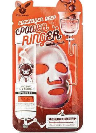 Тканевая маска для лица elizavecca milky piggy cyborg collagen deep power ringer mask pack с коллагеном 23 мл