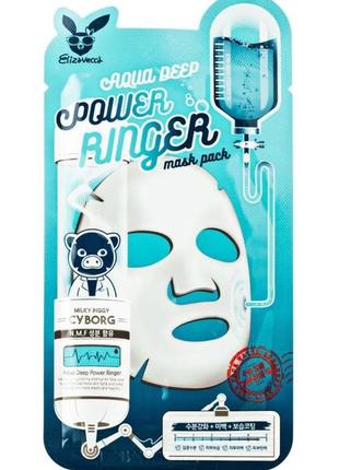 Тканевая маска для лица elizavecca milky piggy cyborg aqua deep power ringer mask pack с гиалуроновой кислотой, 23 мл1 фото