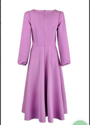 Розовое фиолетовое платье миди с длинным рукавом2 фото